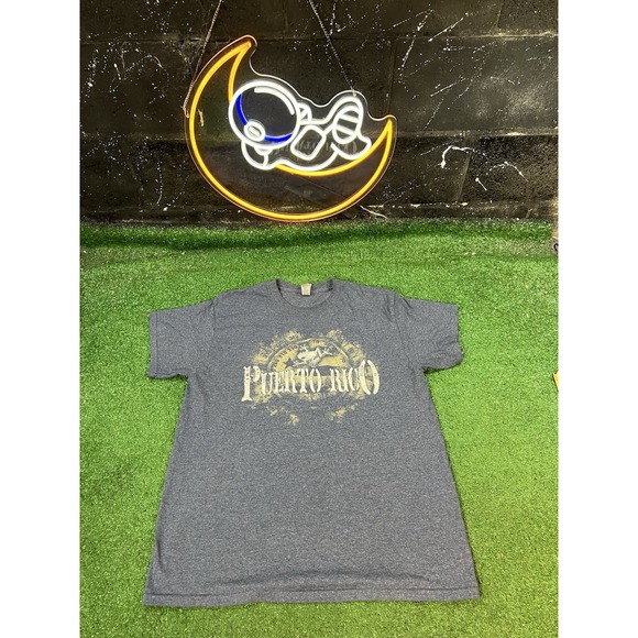 Gildan Other - Gildan Puerto Rico Heather Gray Men's T Shirt Tee Size Large Frog Logo Vacation‎